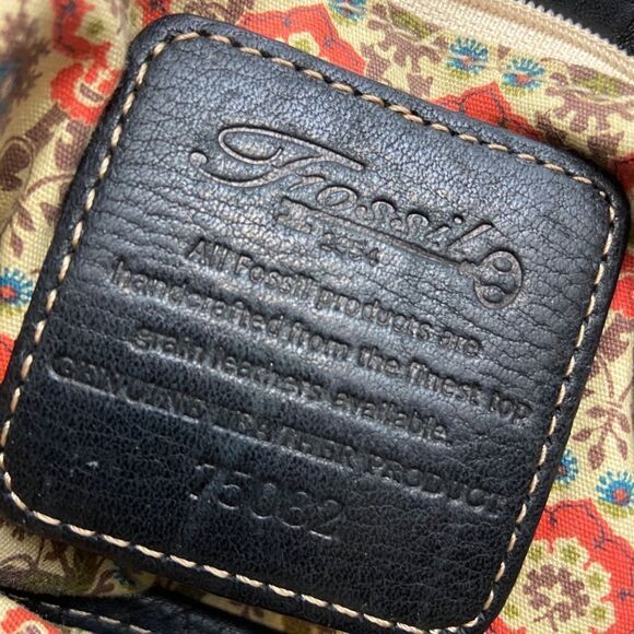 Vintage Y2K Fossil Black Leather Satchel Grunge Steampunk Whimsigoth - Picture 3 of 9